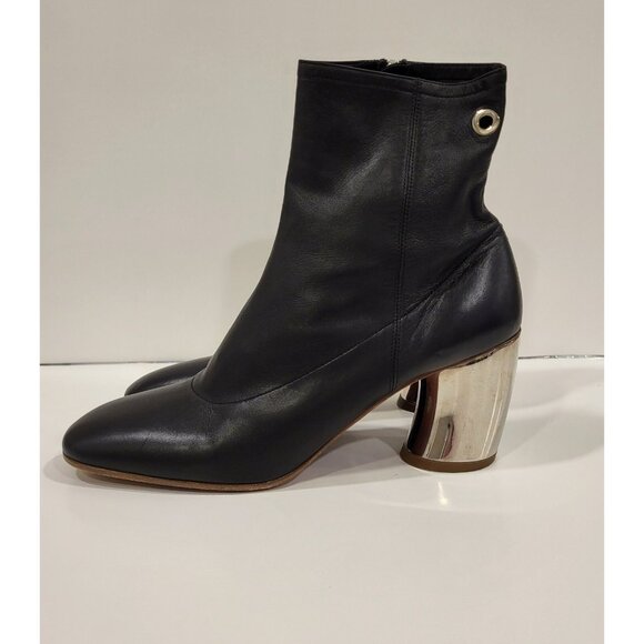 Proenza Schouler Leather Ankle Boots Women SZ 36.5M (US Size 6) Black Zipper - Picture 6 of 10